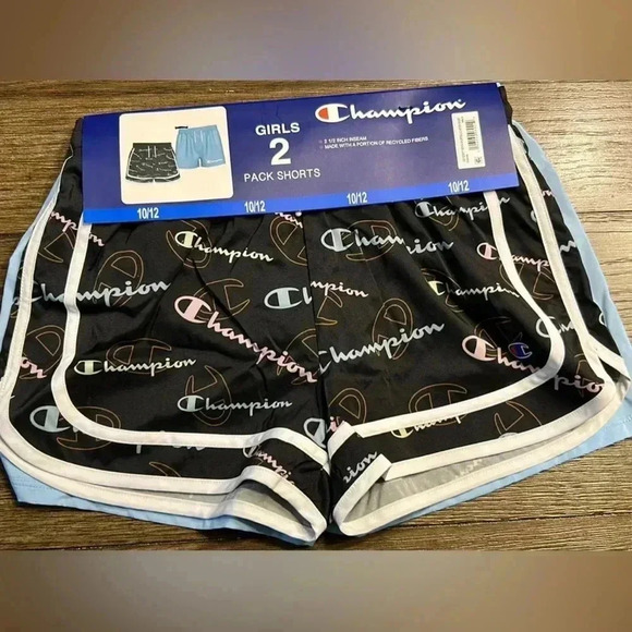Champion Shorts Girls Size 10/12 Blue 2 Pack - Picture 2 of 3